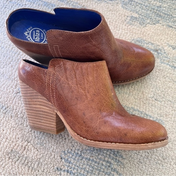 JEFFREY CAMPBELL MULES Western Ibiza Brown Leather Stack Heel Booties Size 8.5 - Picture 5 of 13